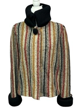 Phyllis Sues Striped Jacket with Knit Collar and Cuffs